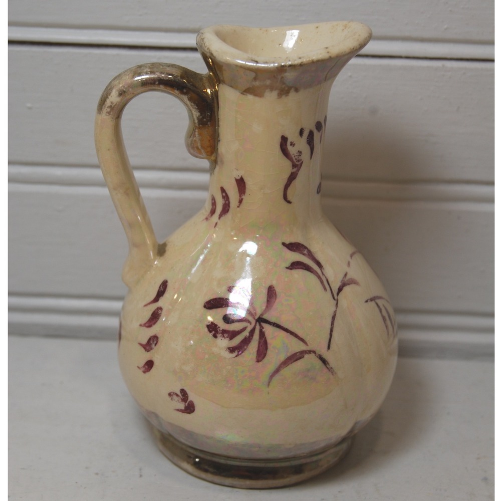 Vintage American Pottery USA 40A ceramic pitcher MCM Hand-painted floral design
